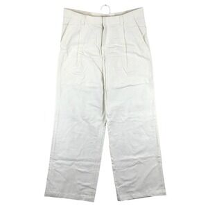 COS Relaxed Wide Leg Trousers Pants Mens 38R Off White Cotton Lyocell Minimalist